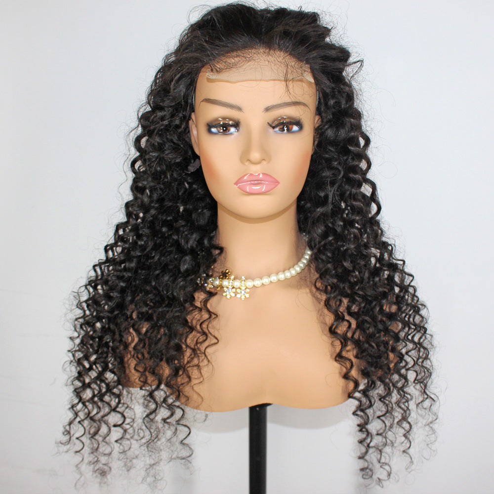 MGH 200% Density Virgin Remy Wig, 4x4 High Definition Lace Closure (Deep Wave) w/comb & band