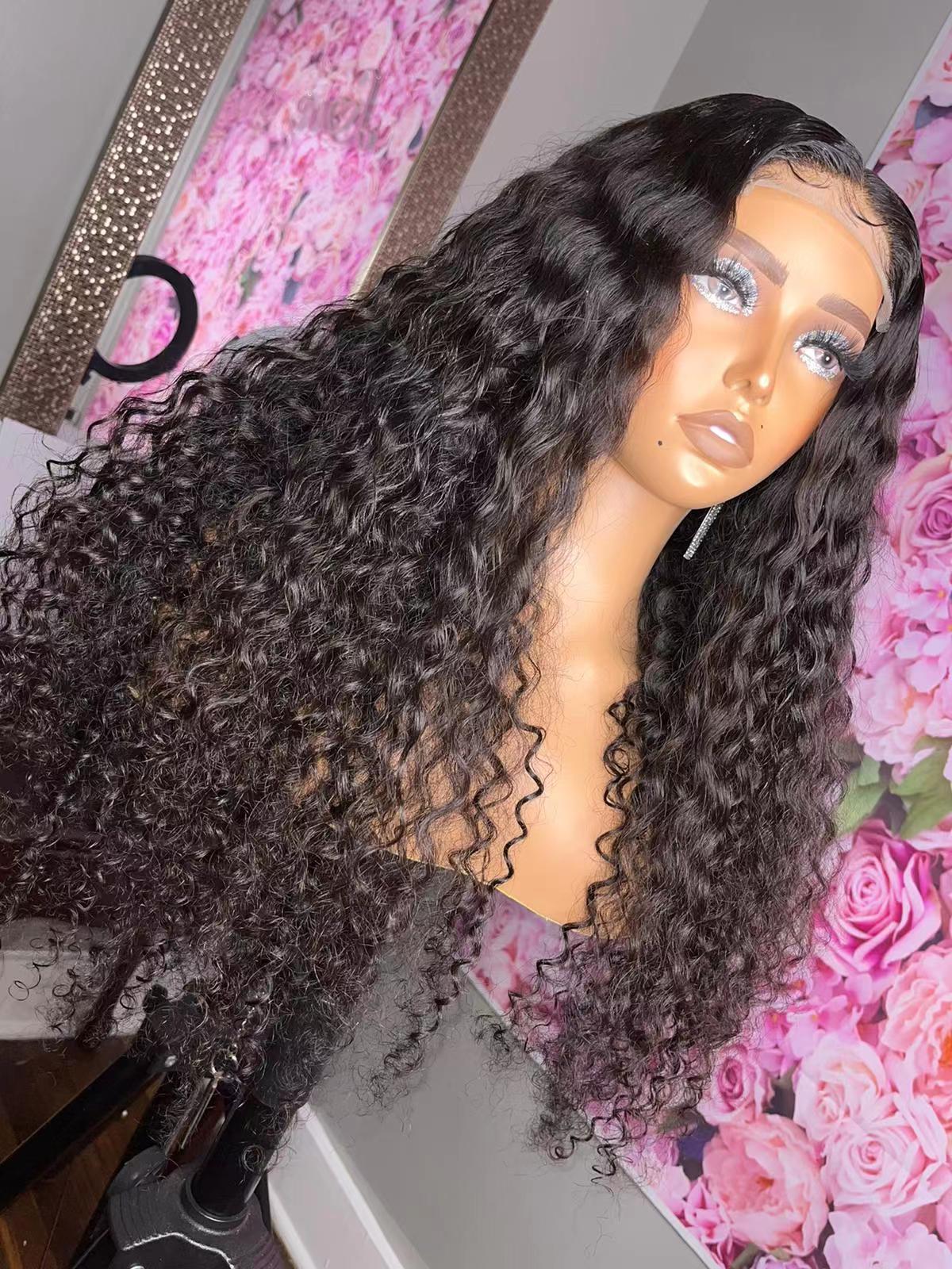 MGH Virgin 250% Density Virgin Remy Wig, 5X5 High Definition Lace Closure (Deep Wave) w/comb & band