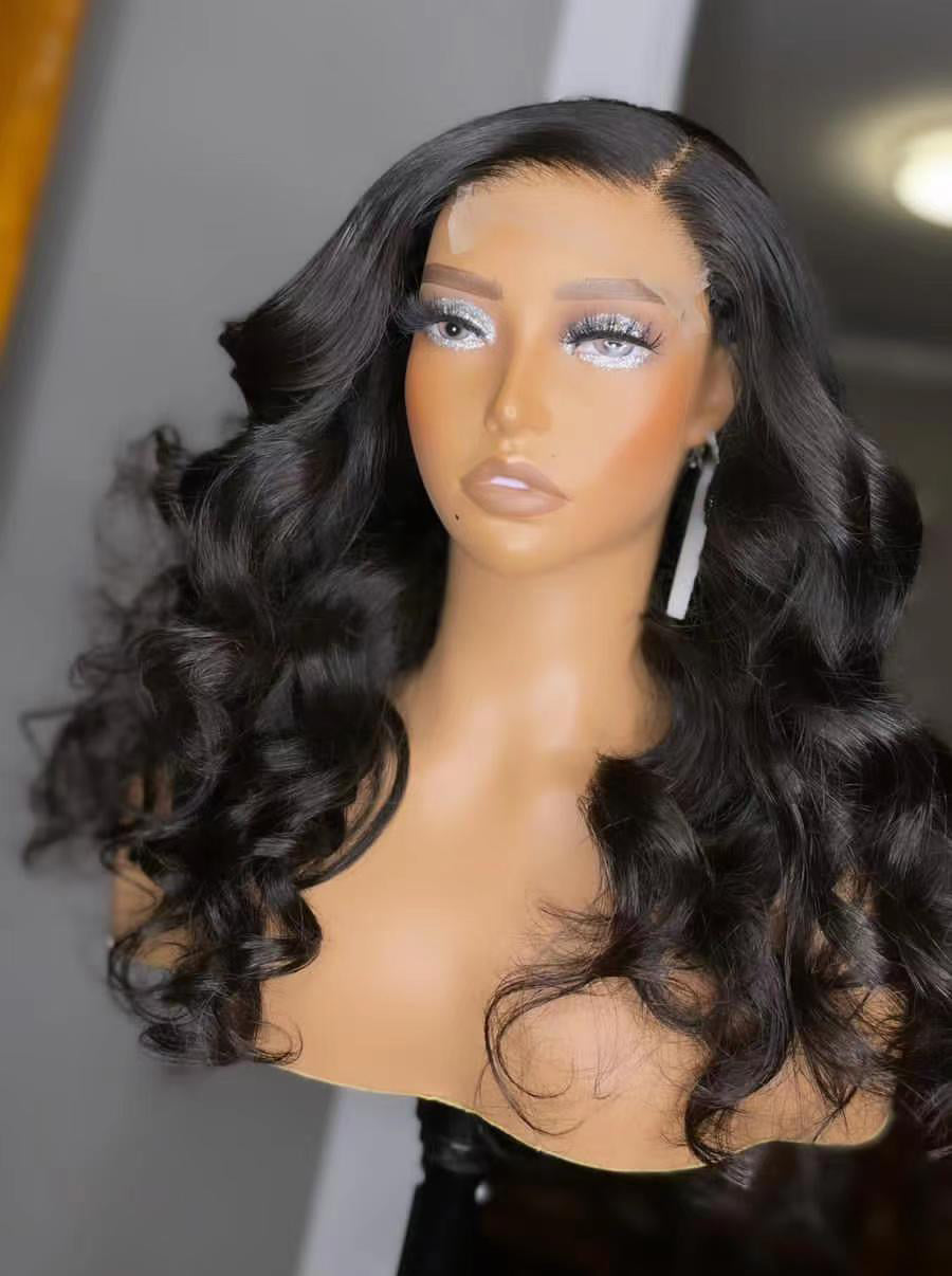 MGH Virgin 250% Density Virgin Remy Wig, 5X5 High Definition Lace Closure (Loose Curl) w/comb & band