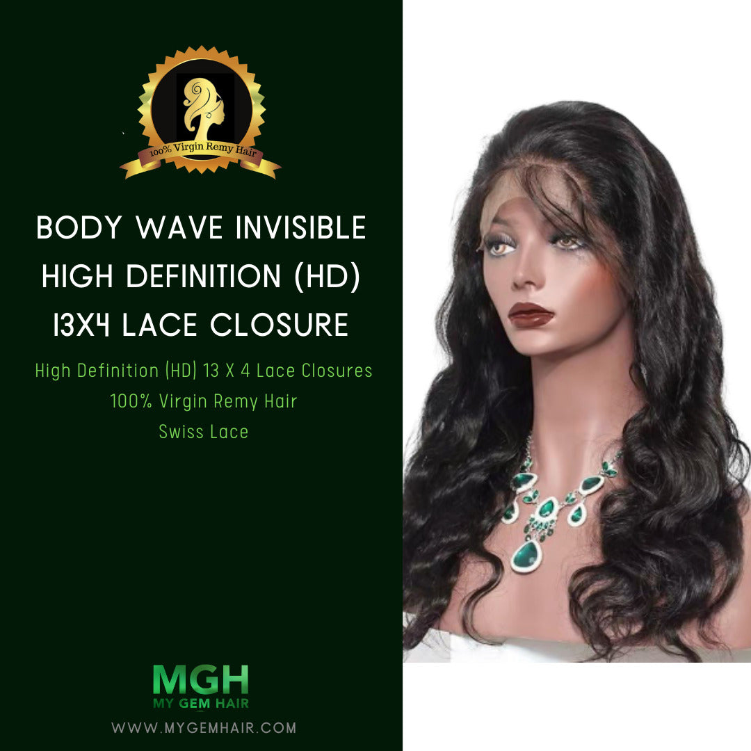 MGH 200% Density Virgin Remy Wig, 13x4 High Definition Lace Closure (Body Wave) w/comb & band