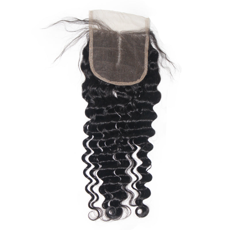 MGH Virgin Remy 4x4 Lace Closure (Deep Wave) Free Part