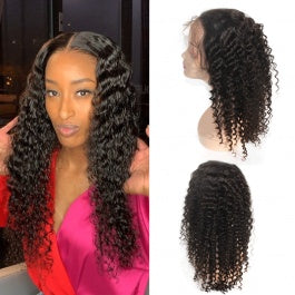 MGH Virgin 250% Density Raw Hair Wig, 4x4 Lace Closure (Deep Wave) w/comb & band