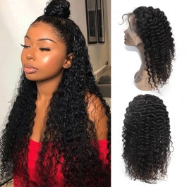 MGH Virgin 250% Density Raw Hair Wig, 4x4 High Definition Lace Closure (Deep Wave) w/comb & band