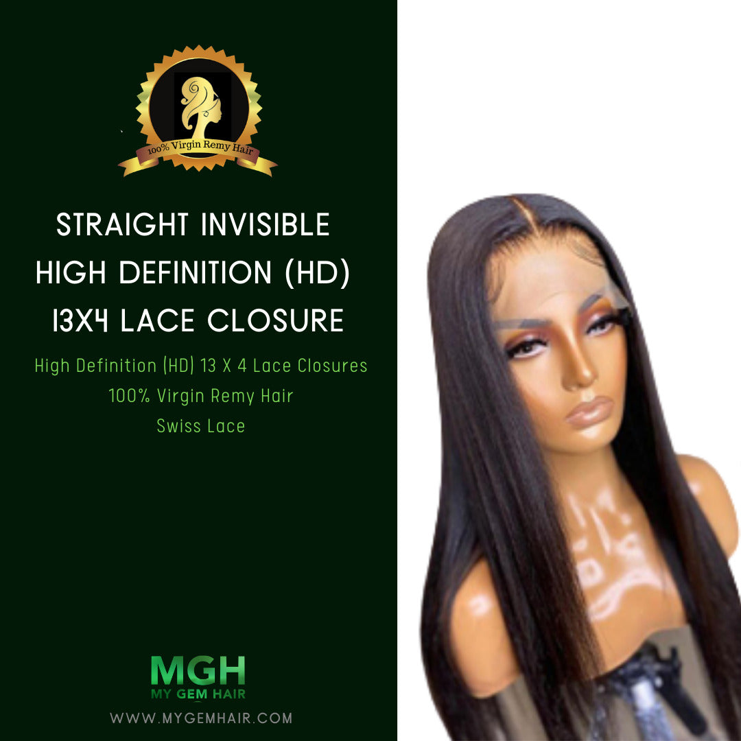 MGH Virgin 250% Density Virgin Remy Wig, 13x4 High Definition Lace Closure (Straight) w/comb & band