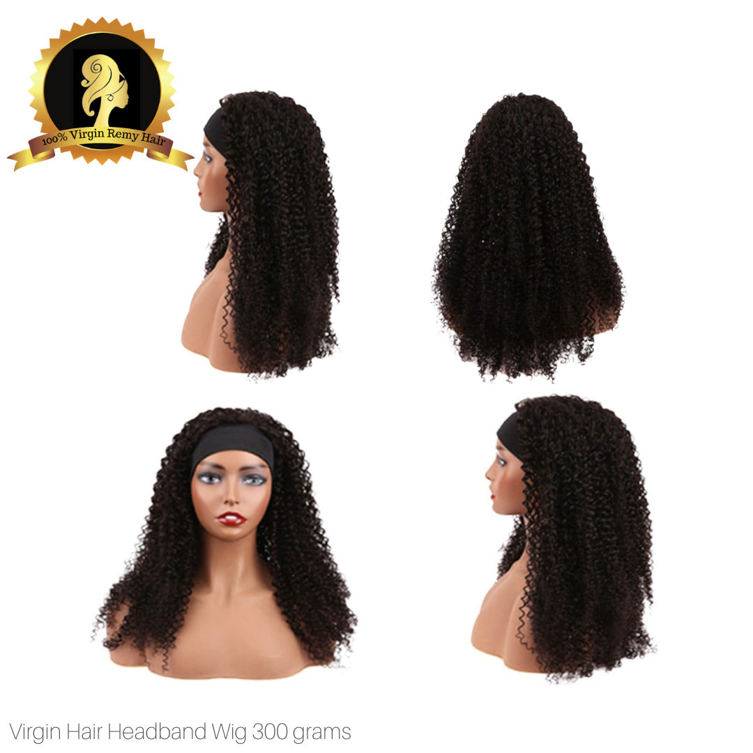 MGH Virgin Remy 300grams Headband Wig (Jerry Curl)