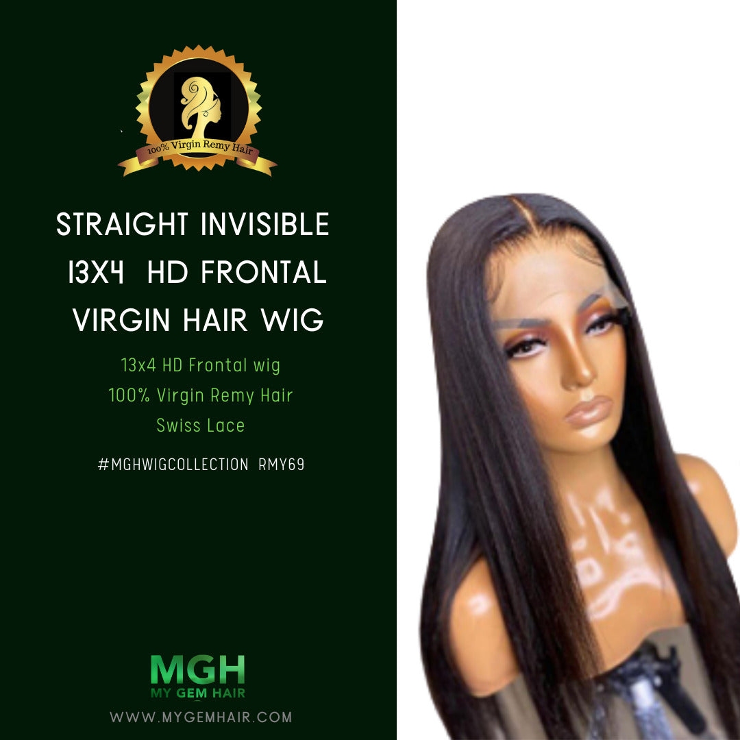 MGH 200% Density Raw Hair Wig, 13x4 Lace Closure (Straight) w/comb & band