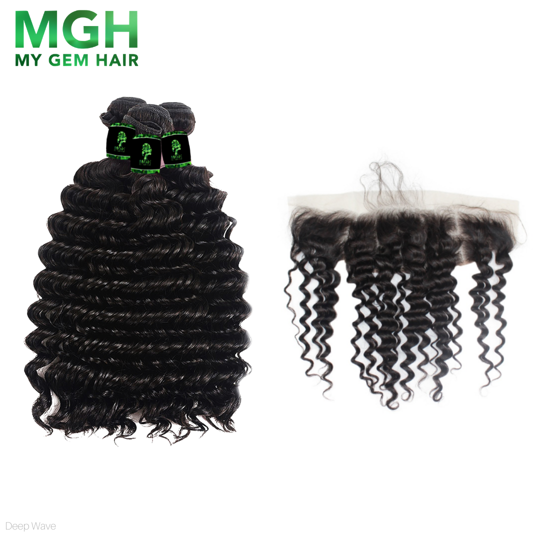 MGH Virgin Remy 13x4 Lace Frontal (Deep Wave) Free Part